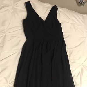 Organza floor length black dress formal, runs big